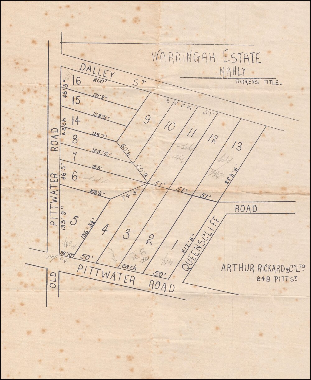 Warringah Estate, Manly, c1910s: Subdivision Plan
