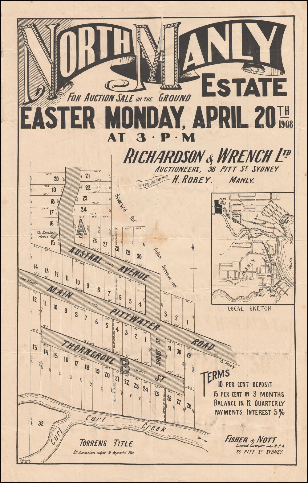 North Manly Estate, Manly, 1908: Subdivision Plan