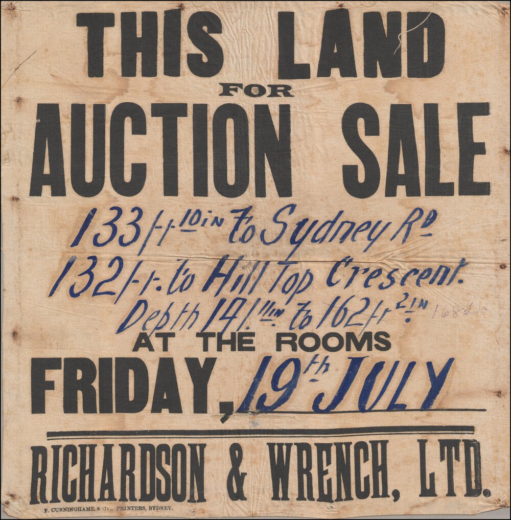 Land for Auction Sale, Manly, c1900s