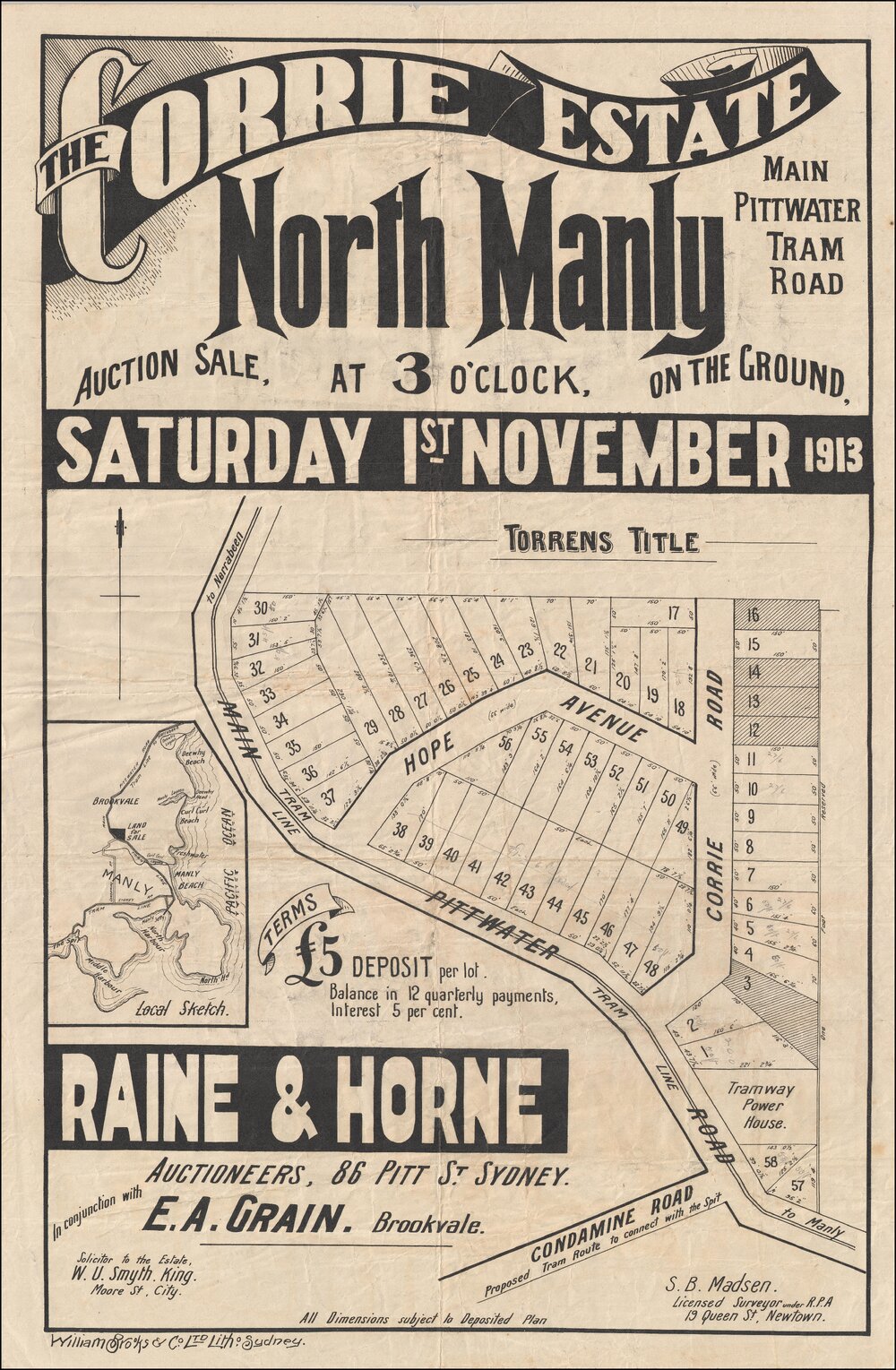 Corrie Estate, North Manly, 1913: Subdivision Plan