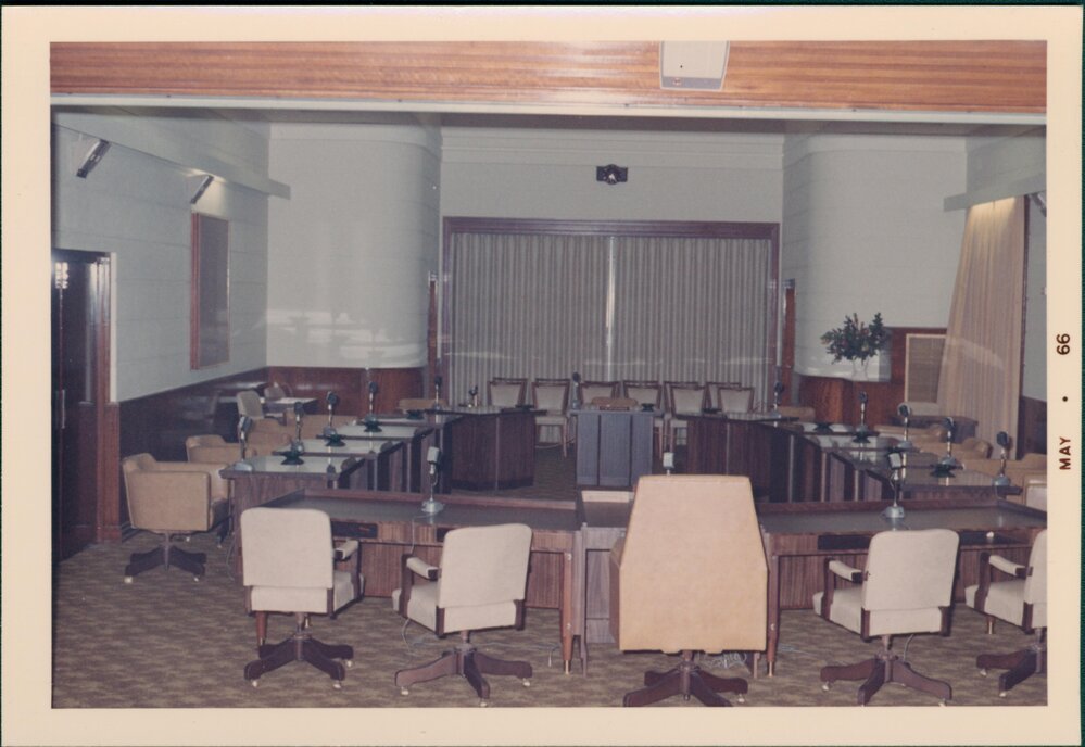 Interior room of the Manly Council Chambers, Belgrave Street, Manly, May 1966