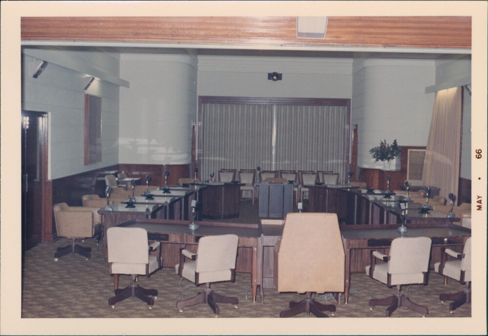 Interior of the Manly Council Chambers, Belgrave Street, Manly, May 1966