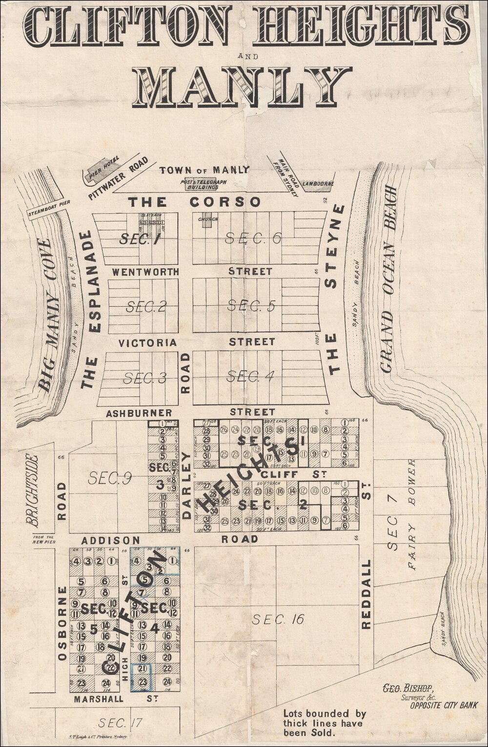 Clifton Heights, Manly, 1878: Subdivision Plan