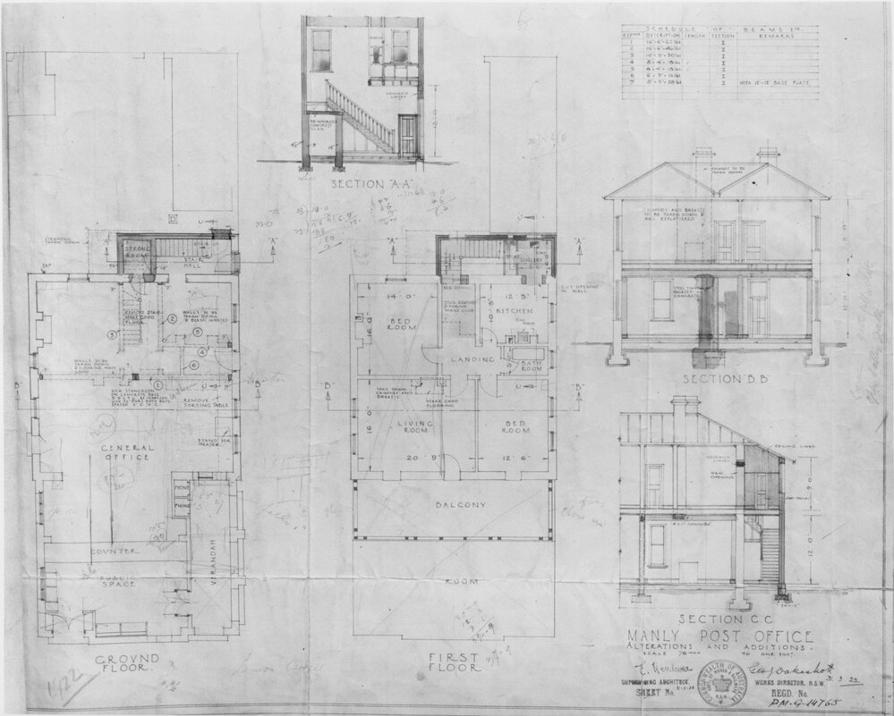 Alterations and additions for Manly Post Office, Manly, c1922