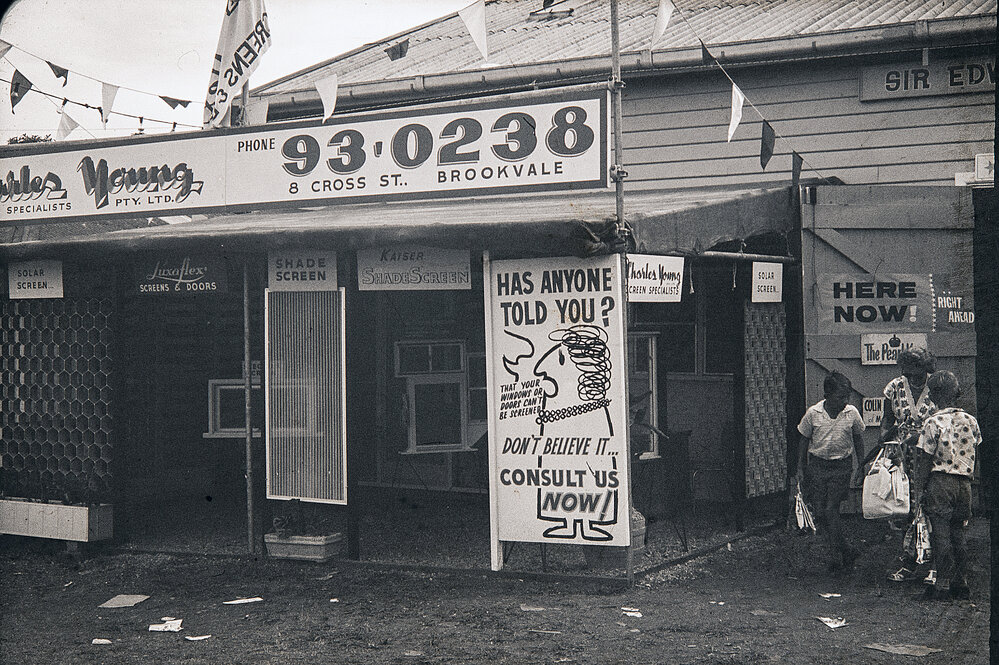 Shop display for Charles Young Fly Screens in Brookvale