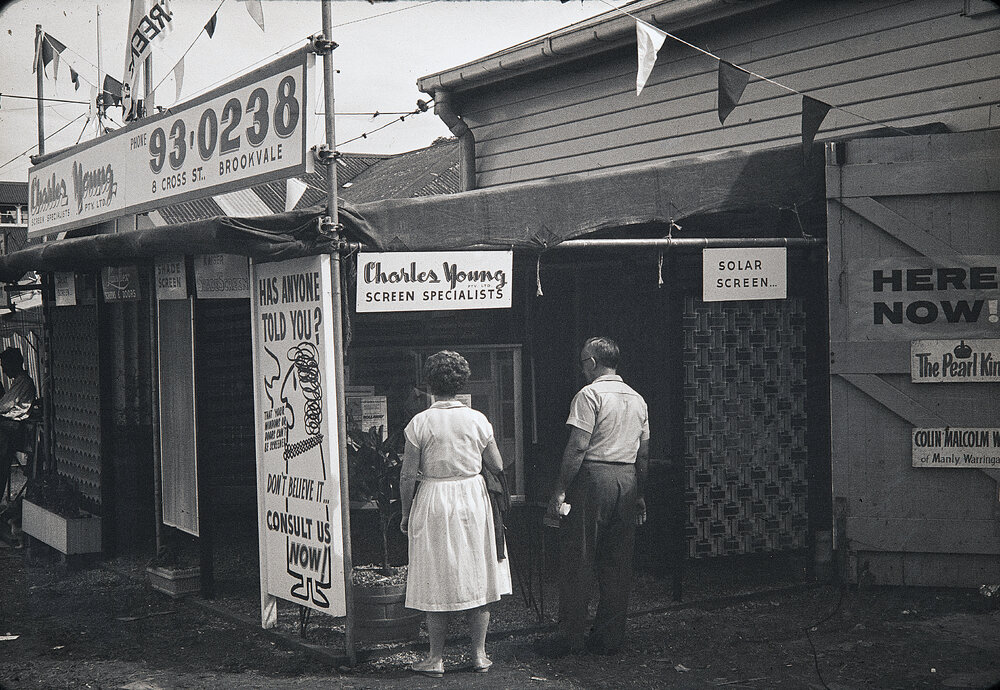 Shop display for Charles Young Fly Screen Specialists, Cross Street Brookvale