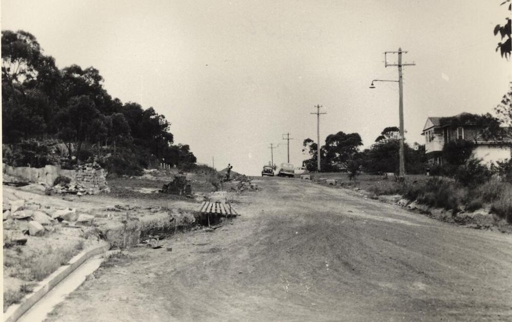Construction continues on Alma Street, Clontarf, December 1956
