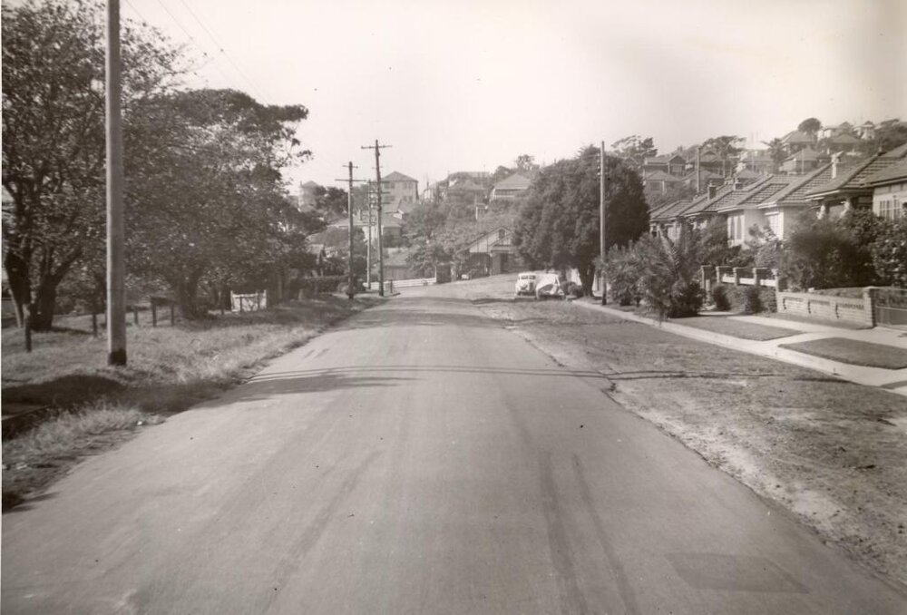 Balgowlah Road between Suwarrow Street and Club House, Balgowlah, June 1952