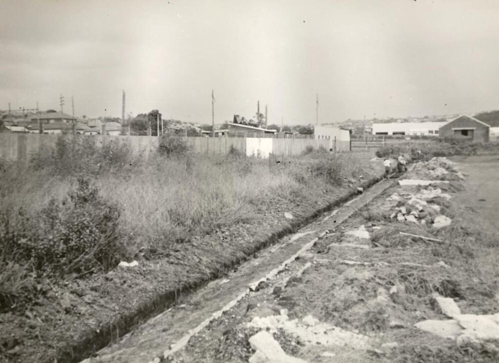 Balgowlah Road depot extension drain in West Manly Park, Feb 1952