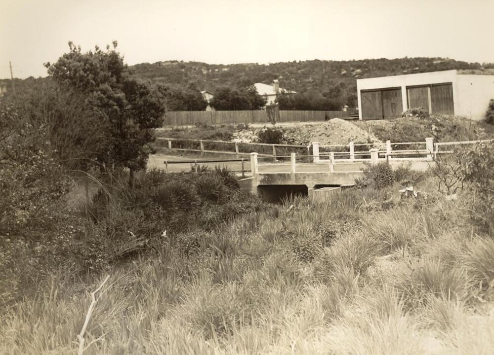 Burnt Bridge Creek with Kitchener Street bridge above, Balgowlah, August 1942