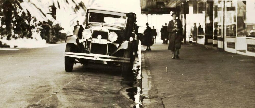 Corso near Whistler Street with parked car, Manly, 1st July 1937