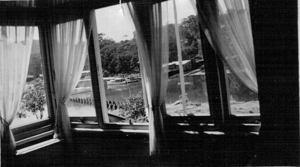 Inside the Douglas living room at Mona Vale looking out towards Pittwater.