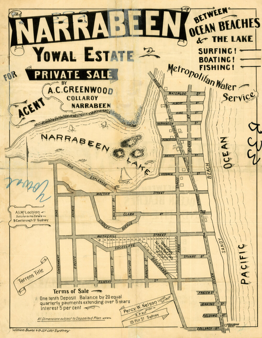 Yowal Estate, Narrabeen; Subdivision Plan