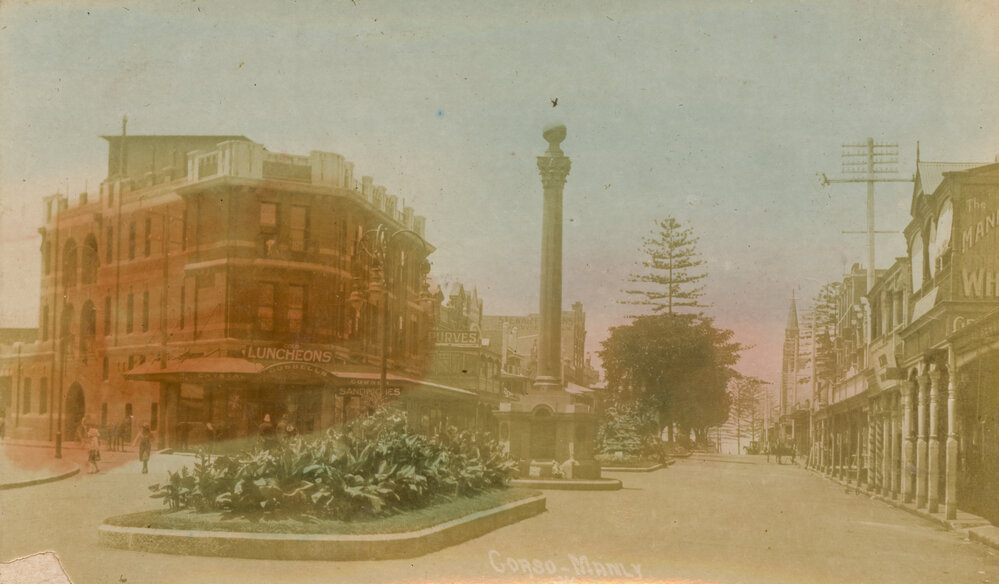 Handcoloured Postcard of the Corso, Manly.