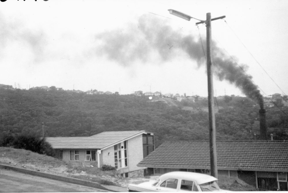 View from Beacon Hill Road towards Brickworks chimney in Brookvale