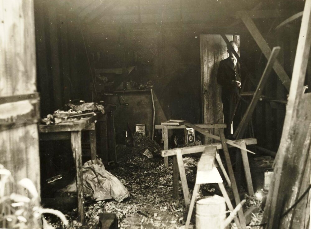 Interior Fussell's boatshed, North Harbour, Manly, 20th January 1938