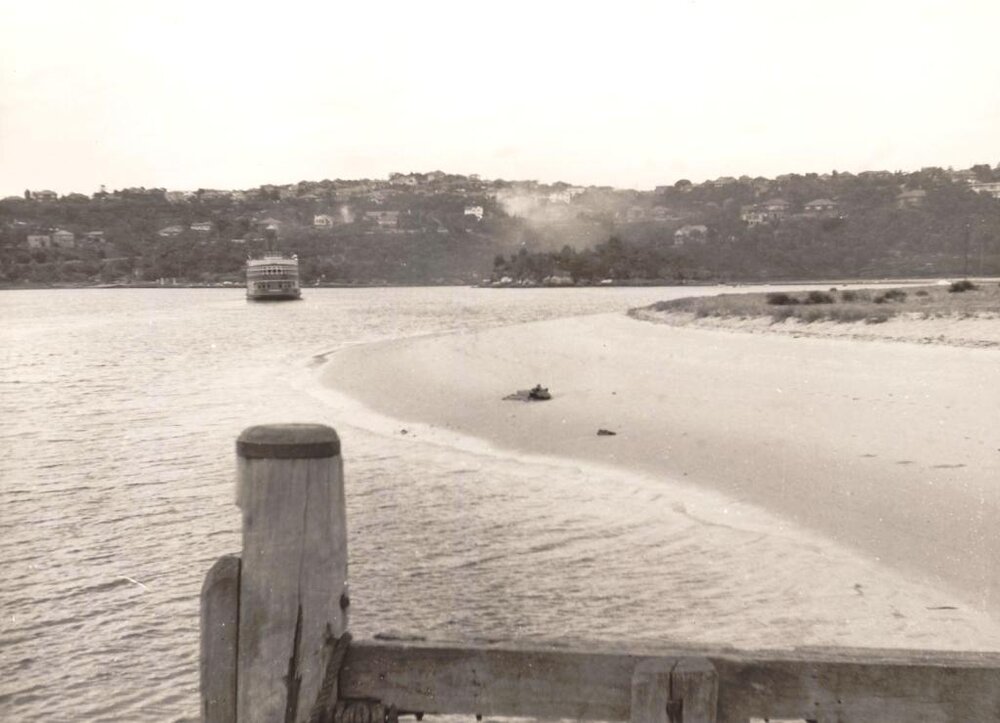 Low water at Clontarf, Clontarf, 20th December 1949 and ferry