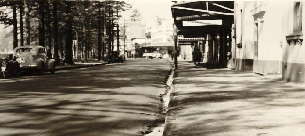 North Steyne near corner of Raglan Street, Manly, 1st July 1937