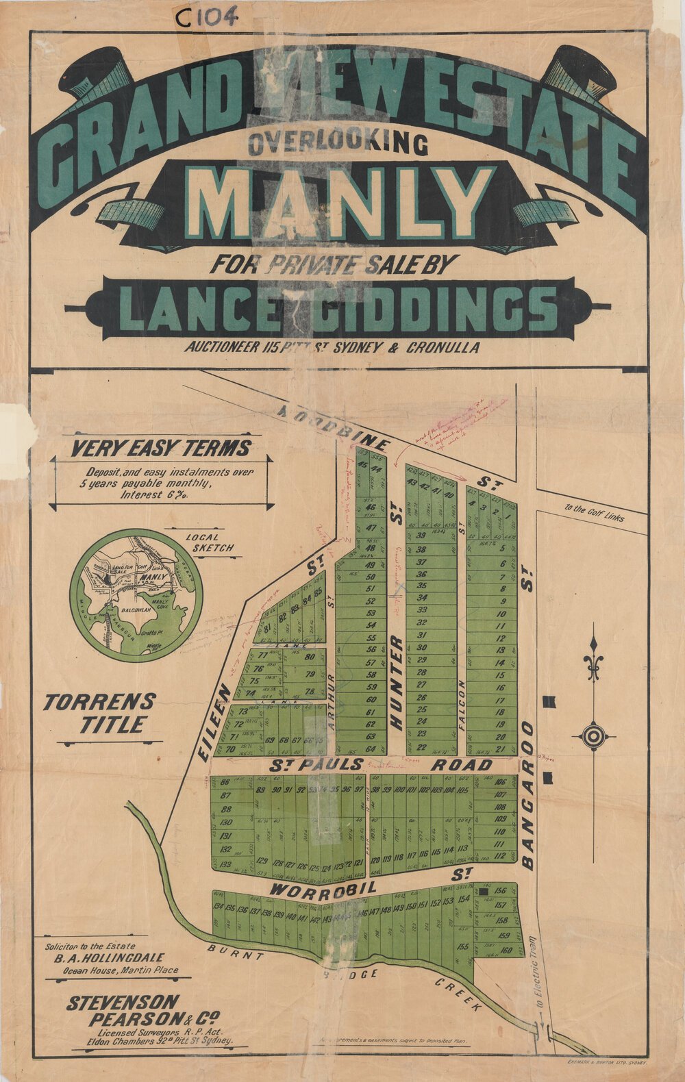 Grand View Estate, North Balgowlah c1915 : Subdivision Plan