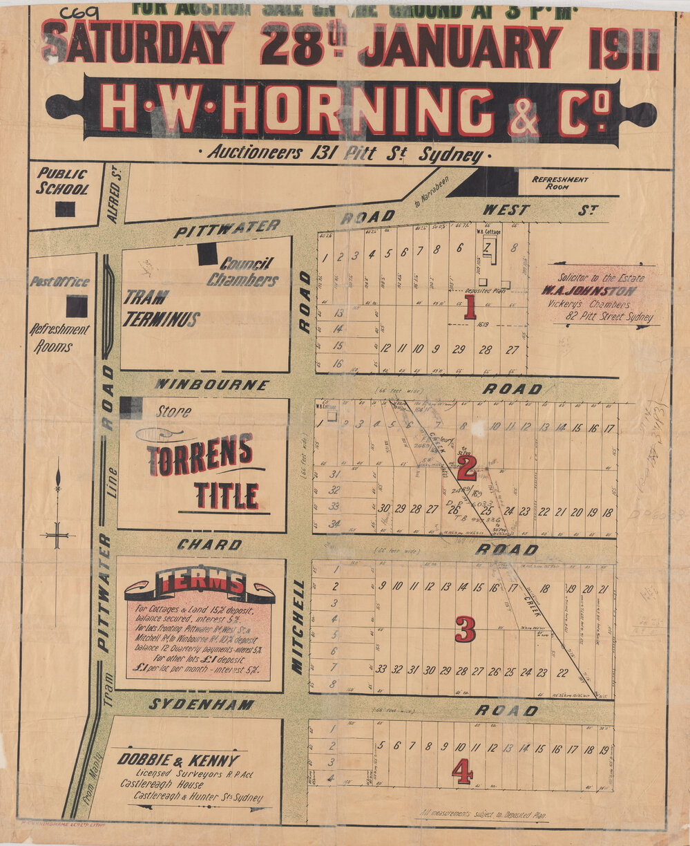 Skene Estate, Brookvale, 1911: Subdivision Plan