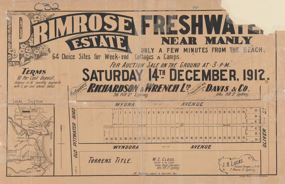 Primrose Estate, Freshwater, 1912: Subdivision Plan