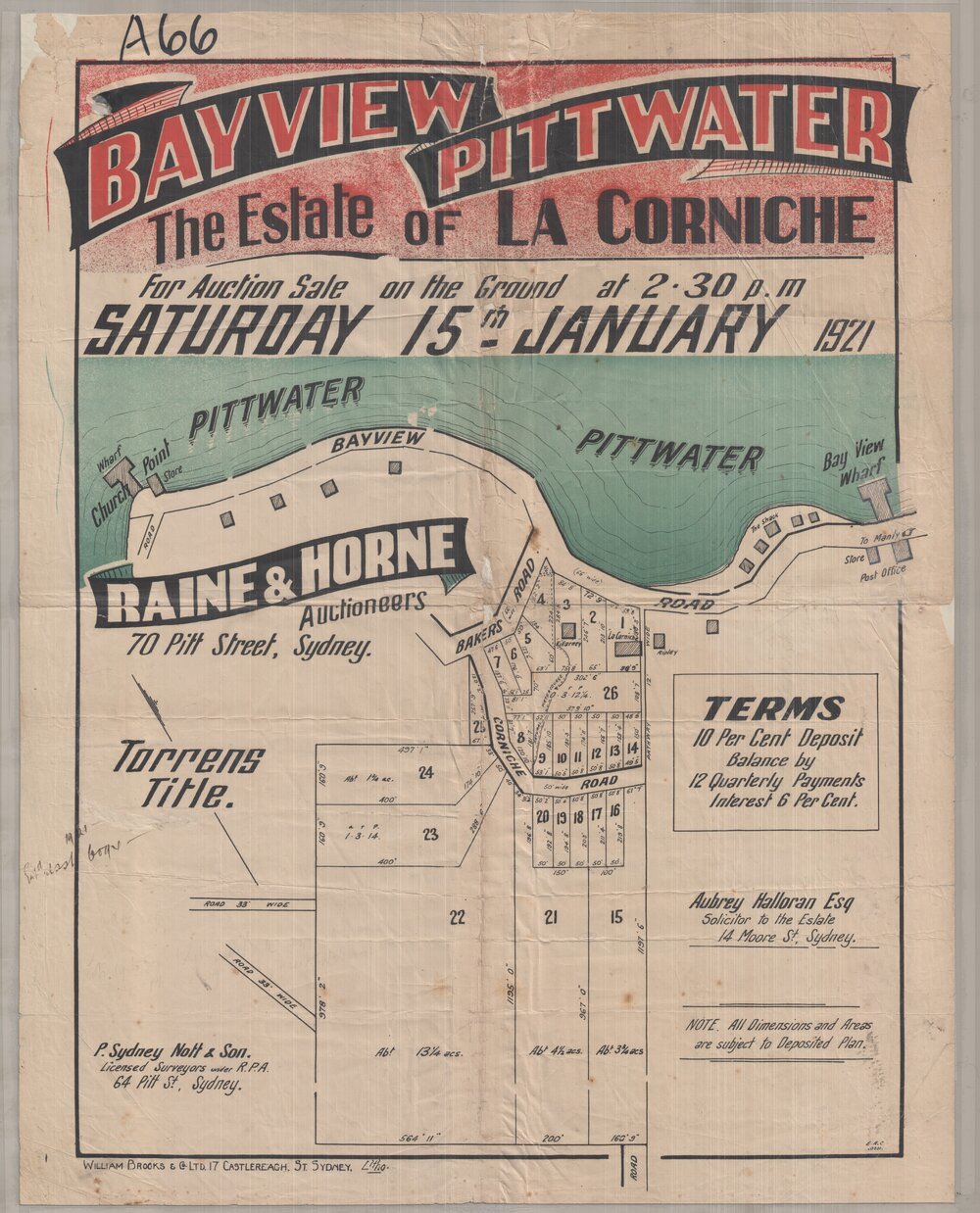 La Corniche Estate, Church Point : Subdivision plan