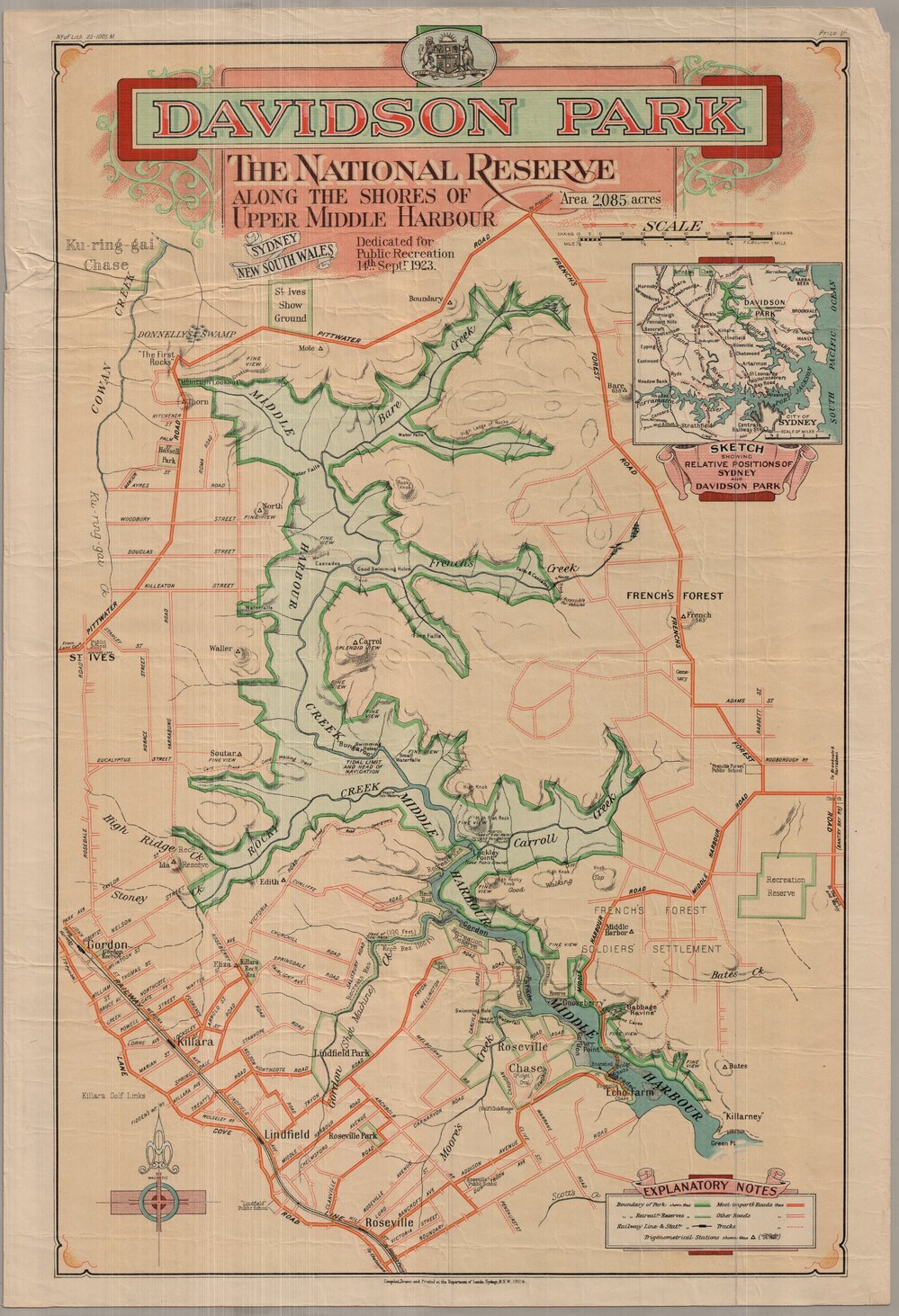 Davidson Park, National Reserve, dedicated 1923