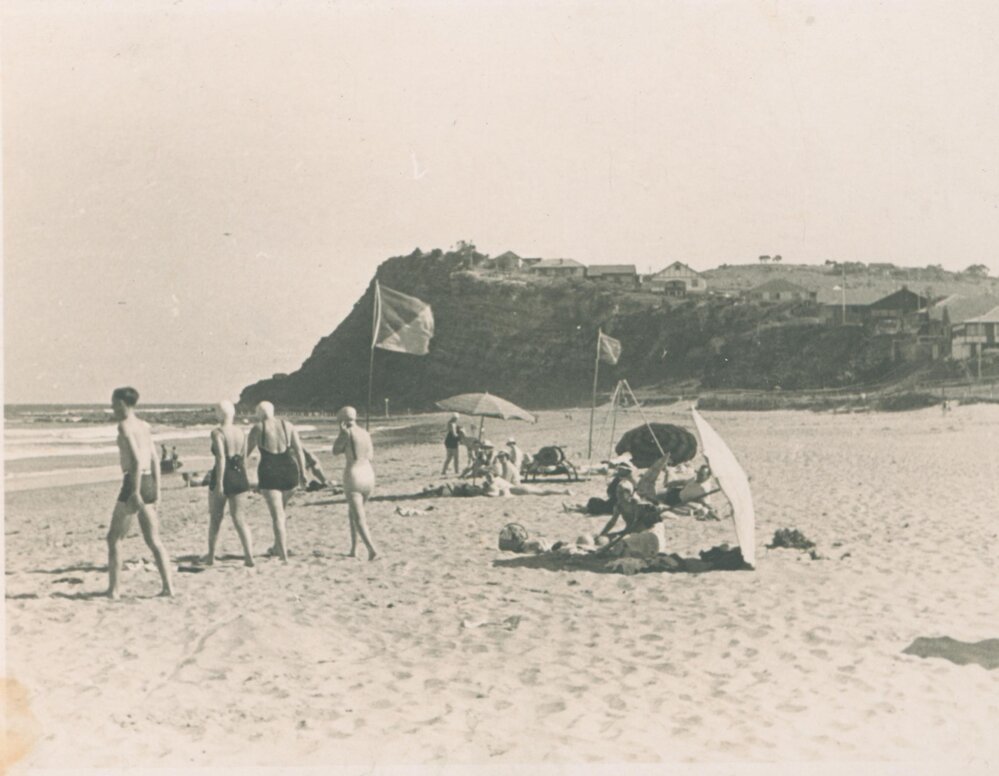 Flagged area of beach at Newport. 1937. | Northern Beaches Council