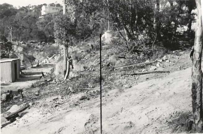 Peronne Avenue roadworks and work shed, Clontarf,  1956