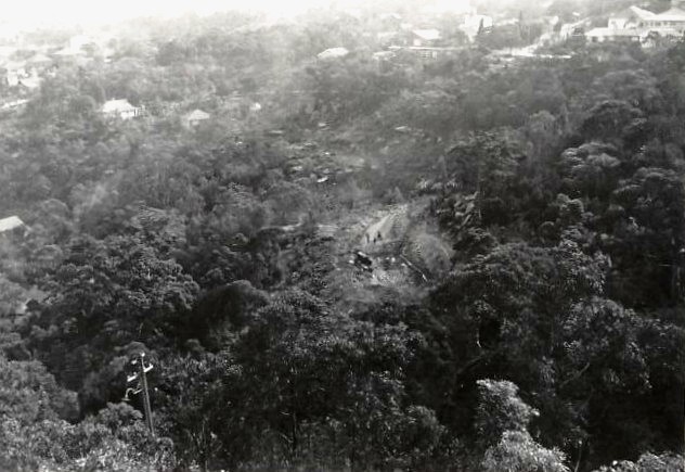 Peronne Avenue, aerial view over valley, Clontarf, 1956
