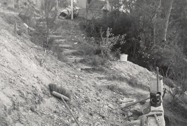 Peronne Avenue, steps and work equipment, Clontarf, 1956