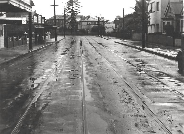 Pittwater Road showing tramways, Manly, 1941
