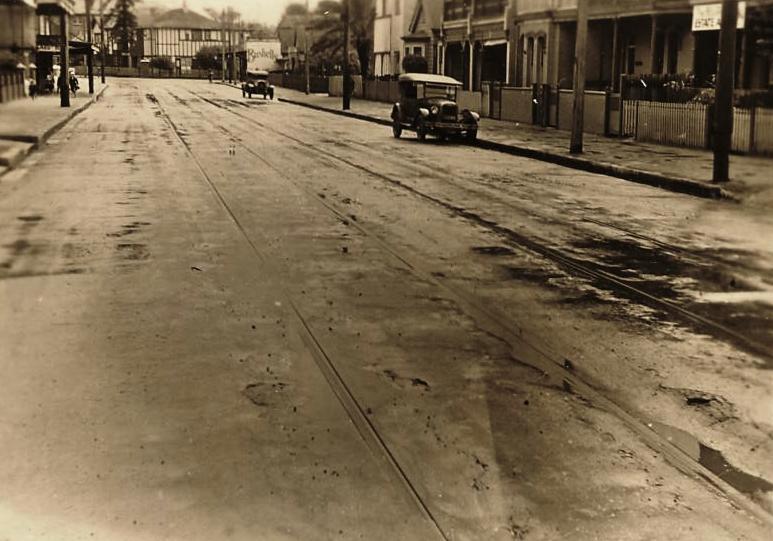 Pittwater Road shops and tramways, Manly, 20th October 1941