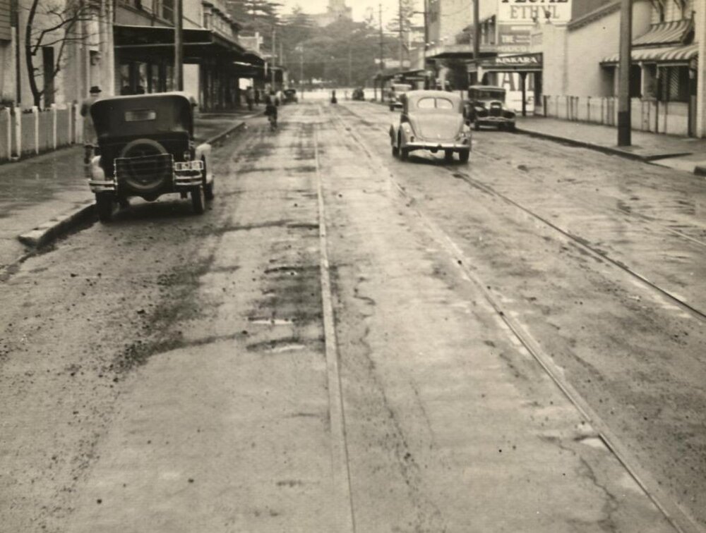 Pittwater Road near Denison Street, Manly, 7th May 1940