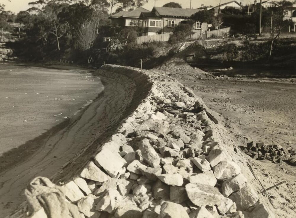 Reclamation wall, North Harbour, Manly, 14th June 1938