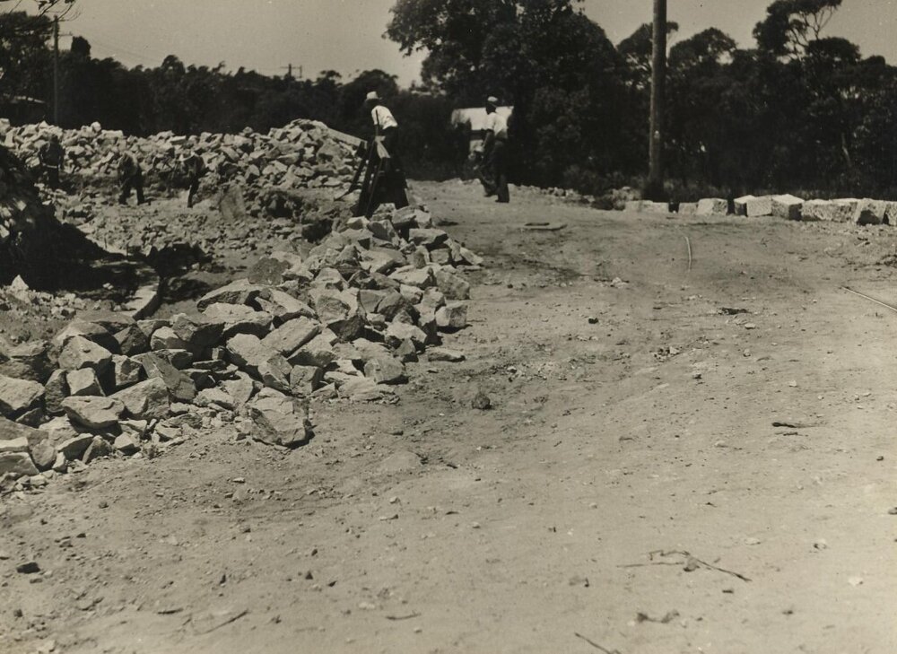 Amiens Road worksite with construction continuing, Clontarf, 1937 