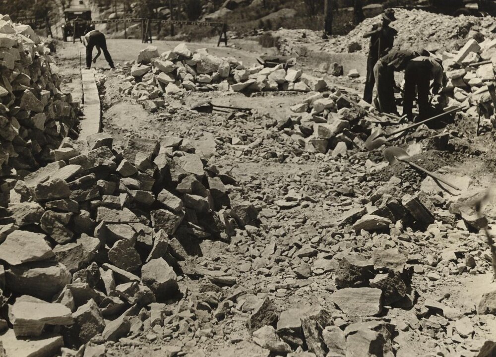 Amiens Road, construction site and road clearing, Clontarf, 1937 