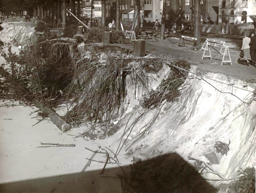 Scour at North Steyne surf pavilion, Manly, 28th June 1950