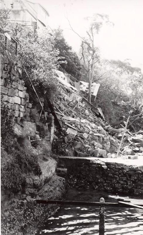 Seaforth Crescent Adams property landslip, Seaforth, 30th August 1956