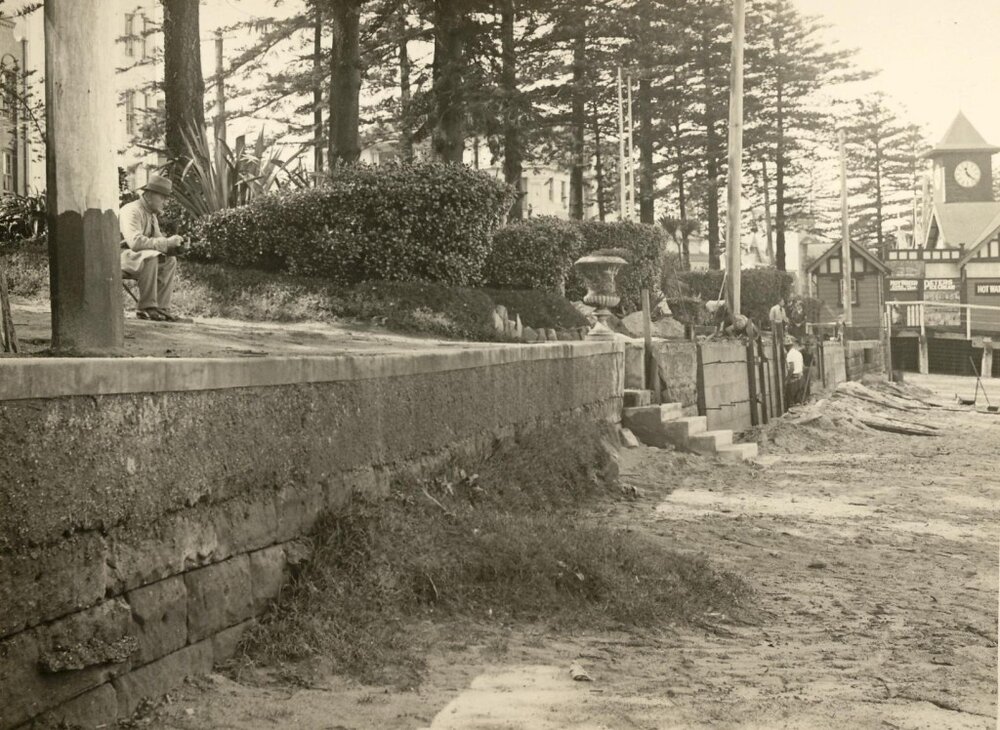 West Esplanade sea wall, Manly, 15th September 1932