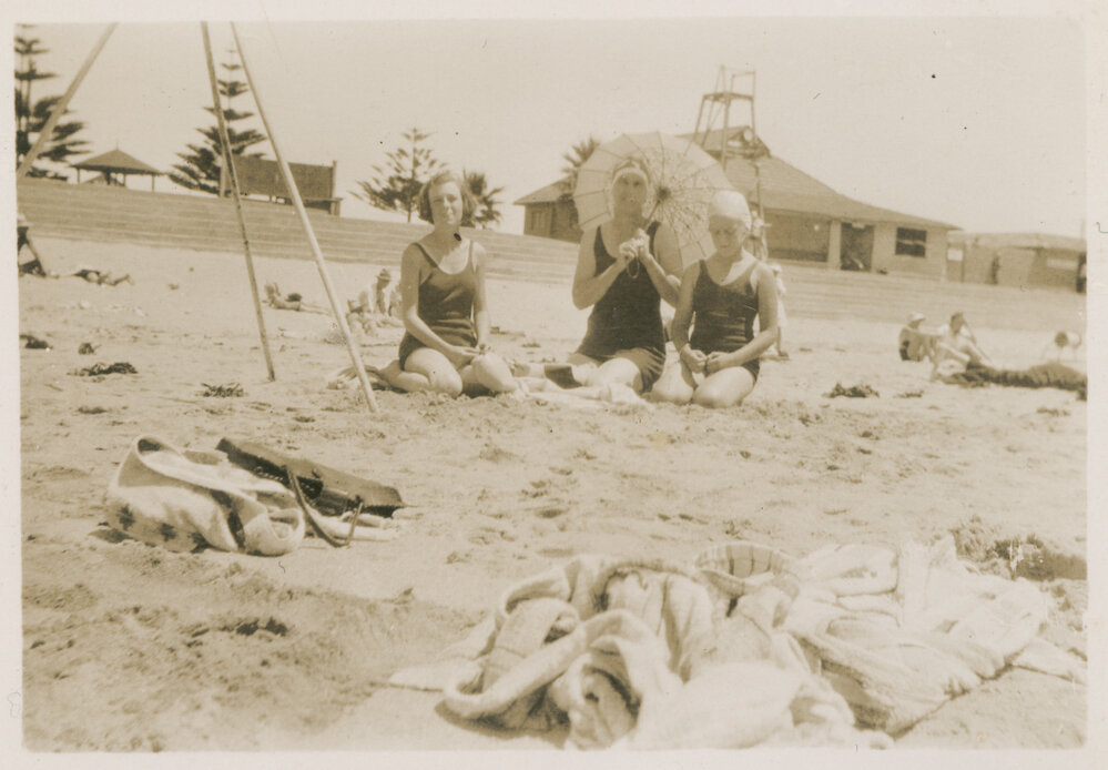 Dora Fletcher and friends, Dee Why Beach, 1930s