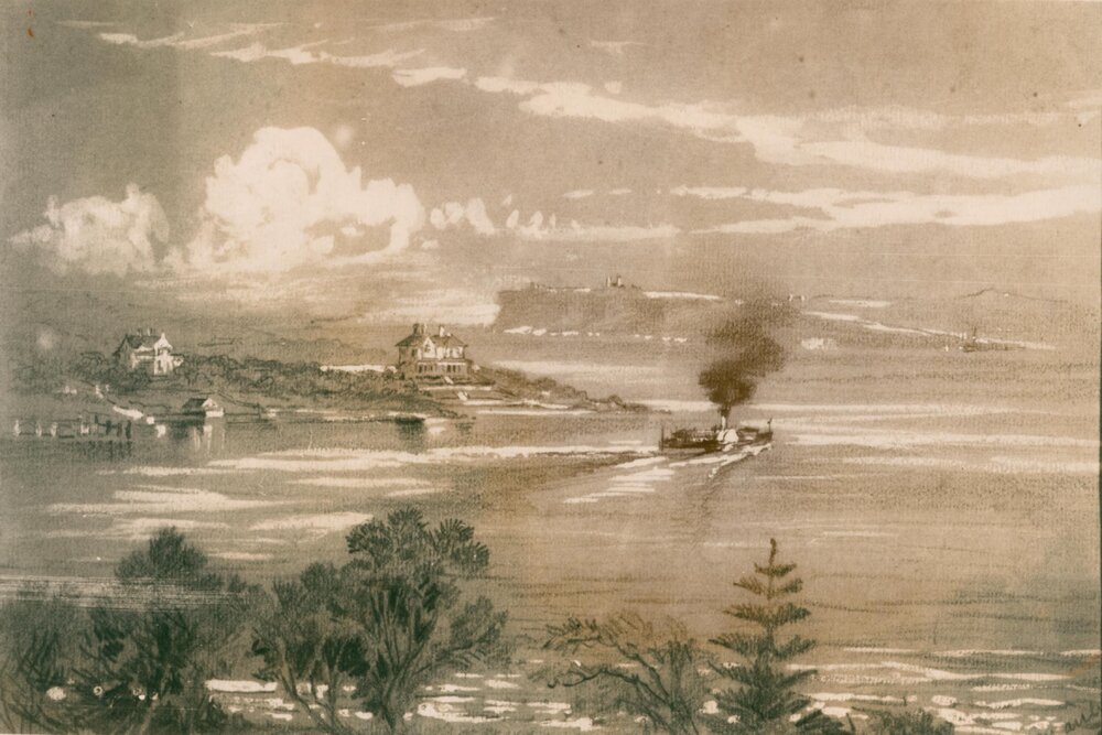 Paddle steamer in Manly Cove, Manly, c1860s