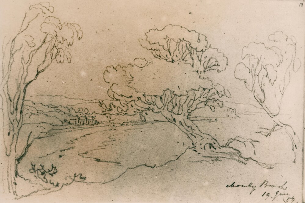 Panoramic view facing north over Manly Beach, Manly, 1859