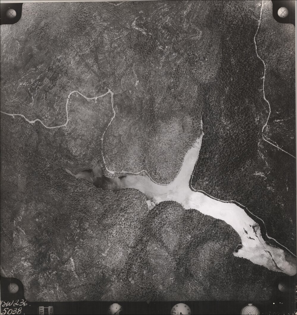 Aerial photograph of Coal and Candle Creek, Akuna Bay, Ku-ring-gai Chase, 1956