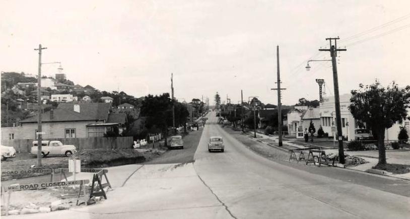 Roadworks at unidentified street intersection, c1940s