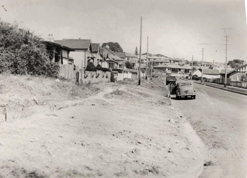 Balgowlah Road west from Francis Street, showing curb, Balgowlah, 14th Sept 1948