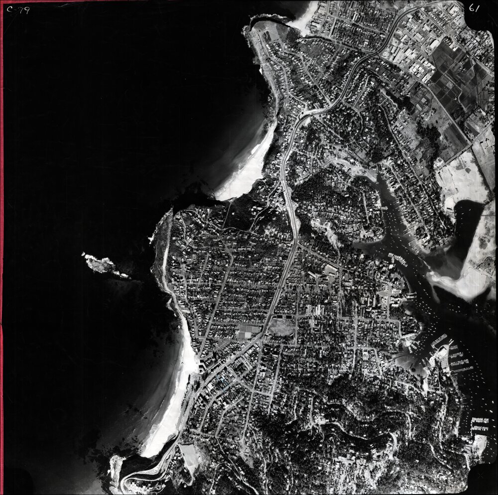 Aerial photograph of Newport Beach, Bungan Beach, Newport, 1972