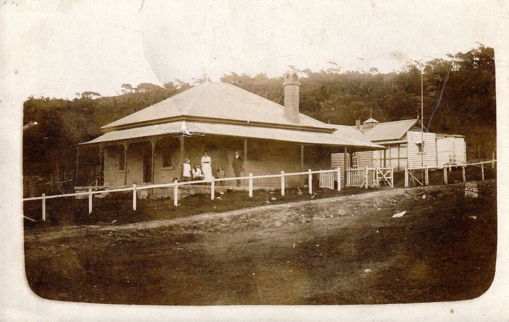 Hill Farm - Brimbecom family on verandah of original house