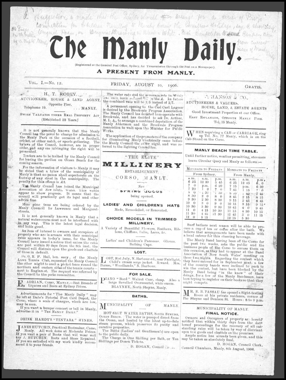 The Manly Daily, Friday 10 August 1906