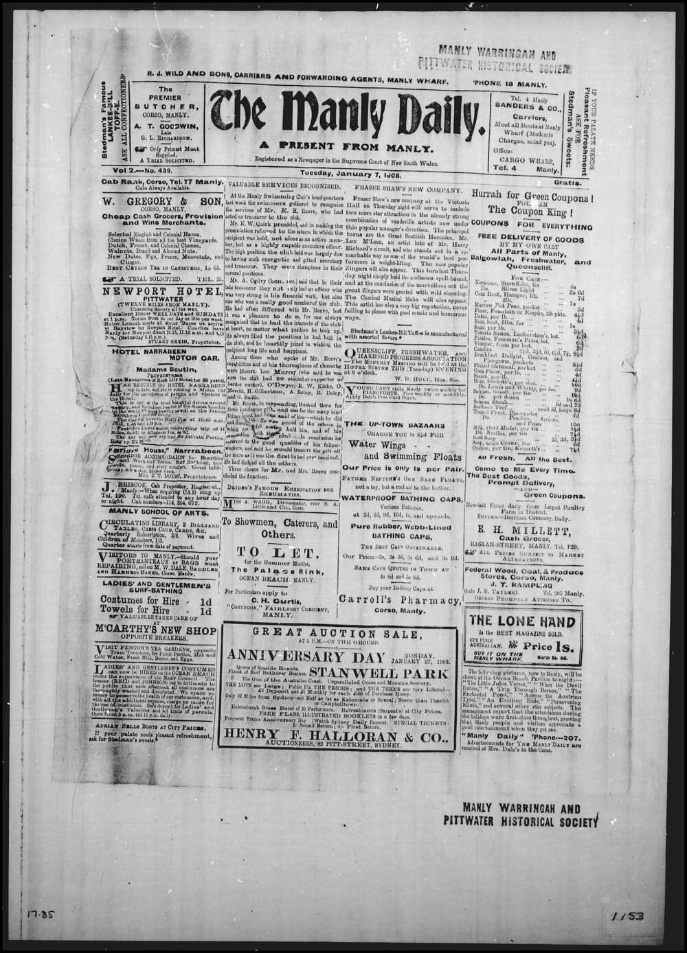 The Manly Daily, Tuesday 7 January 1908